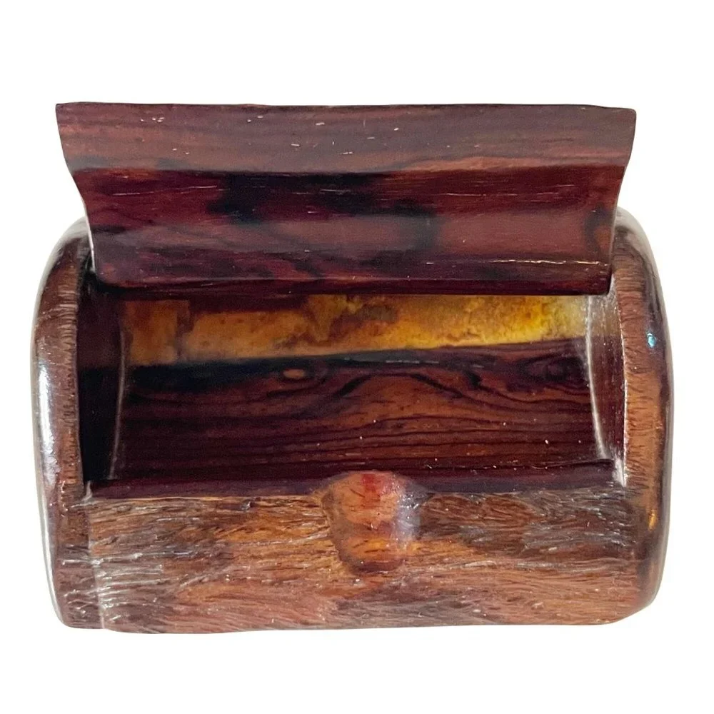 Vintage Hand Carved Pine? Wood Toothpick Holder Signed Marcos C.R. 96